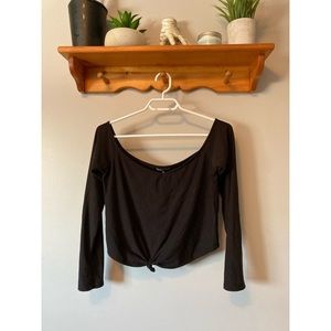 Off the shoulder cropped long sleeve